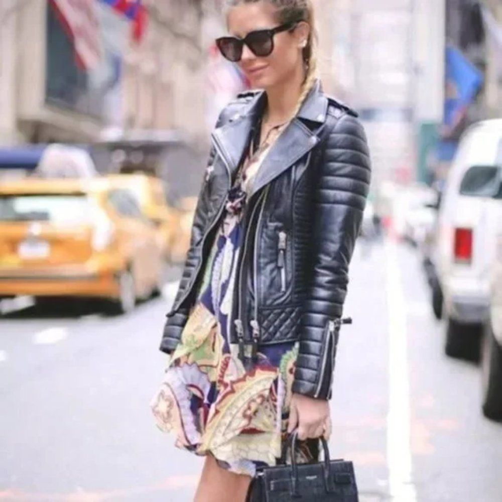Boda Skins Kay Michaels Leather Biker Moto Jacket - Size US 4, UK 8